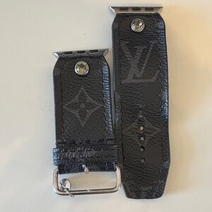 Louis Vuitton Black Monogram Apple Watch Leather Strap